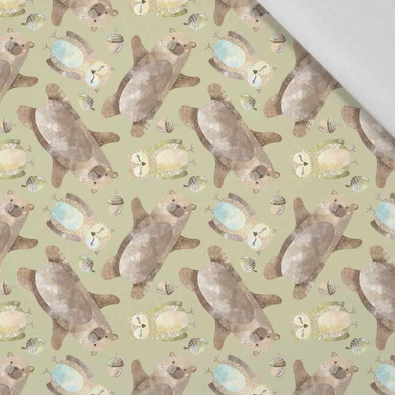 BEARS AND OWLS (FOREST ANIMALS) - Cotton woven fabric