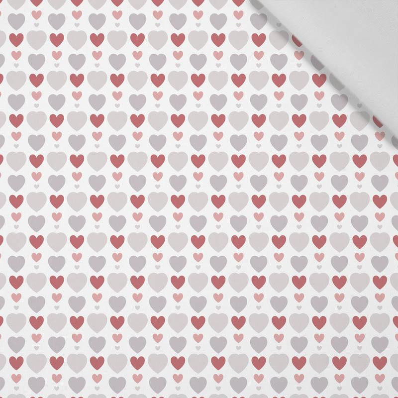 HEART BEADS / white (VALENTINE'S HEARTS) - Cotton woven fabric