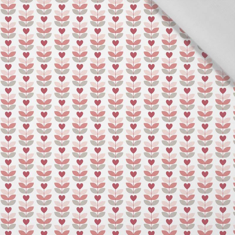 LOVE TULIPS / white (VALENTINE'S HEARTS) - Cotton woven fabric
