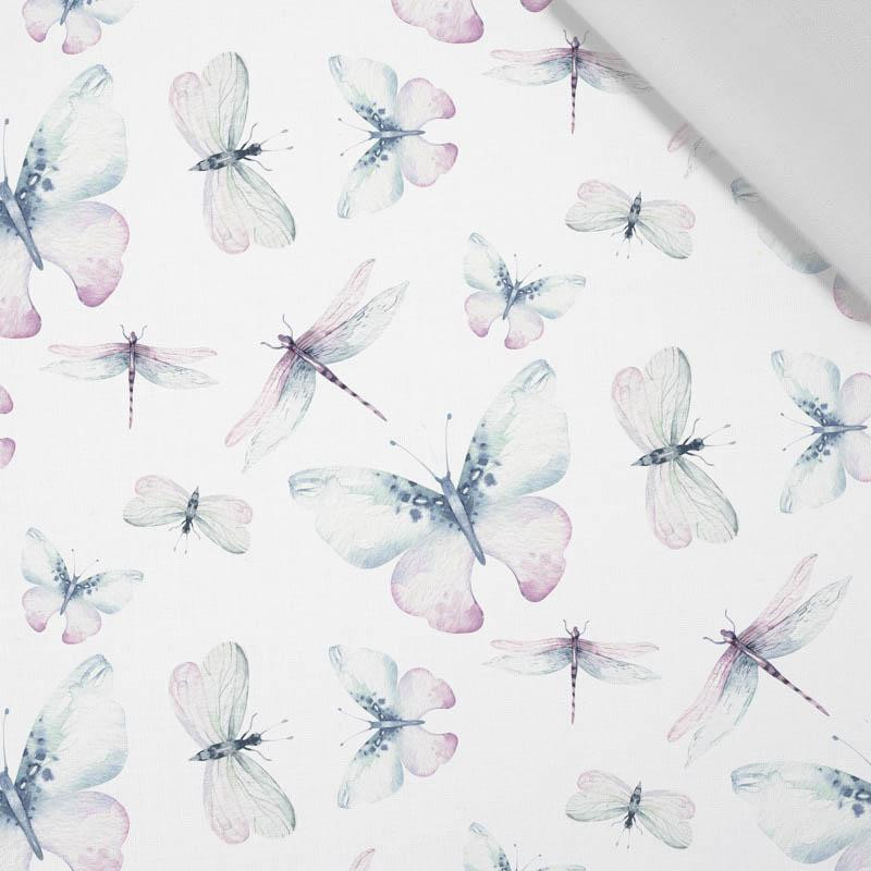 150cm BUTTERFLIES AND DRAGONFLIES (WATER-COLOR BUTTERFLIES) - Cotton woven fabric