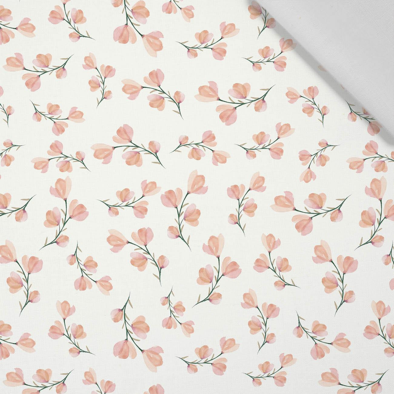 50cm PINK FLOWERS PAT. 4 / white - Cotton woven fabric