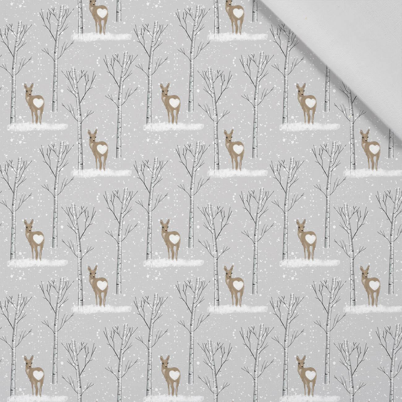 WINTER ROE DEER (WINTER) - Cotton woven fabric
