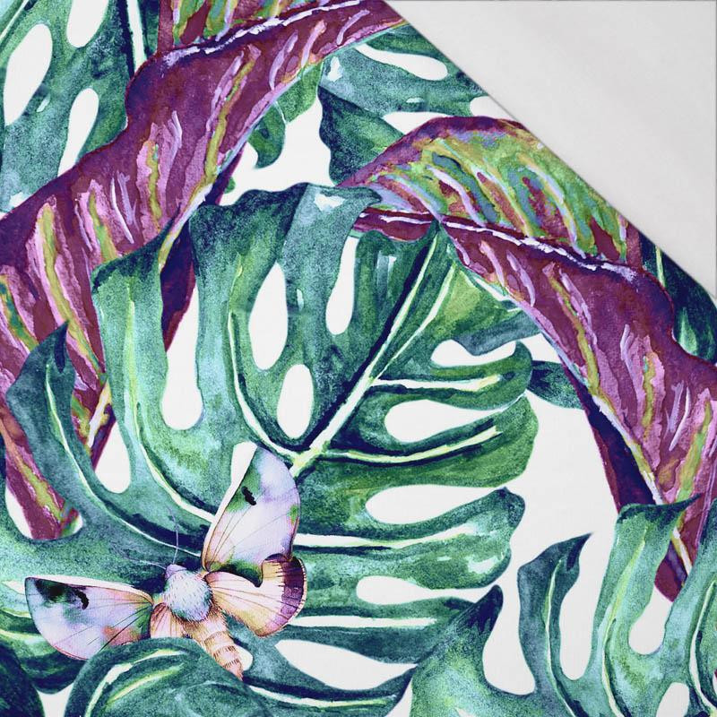 LEAVES AND INSECTS PAT. 5 (TROPICAL NATURE) / white - single jersey with elastane 