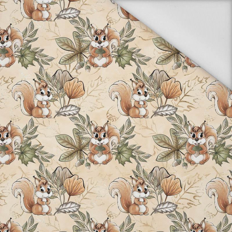 SQUIRRELS AND LEAVES pat. 1 (AUTUMN IN THE FOREST) - Waterproof woven fabric