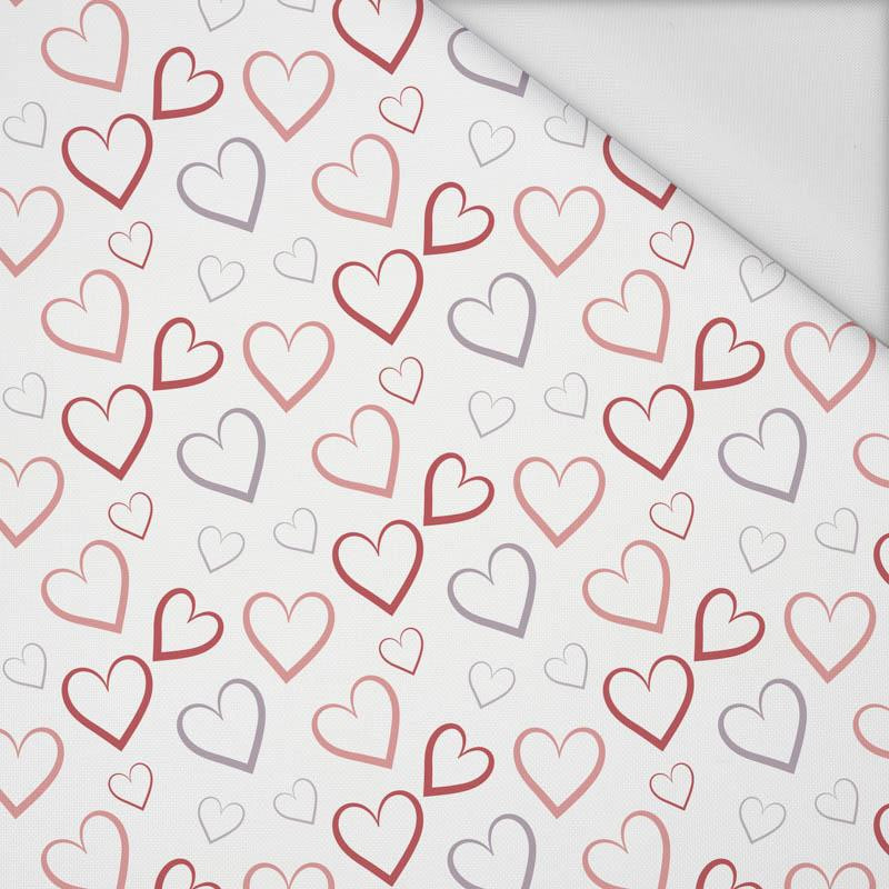 HEARTS (CONTOUR) / white (VALENTINE'S HEARTS) - Waterproof woven fabric
