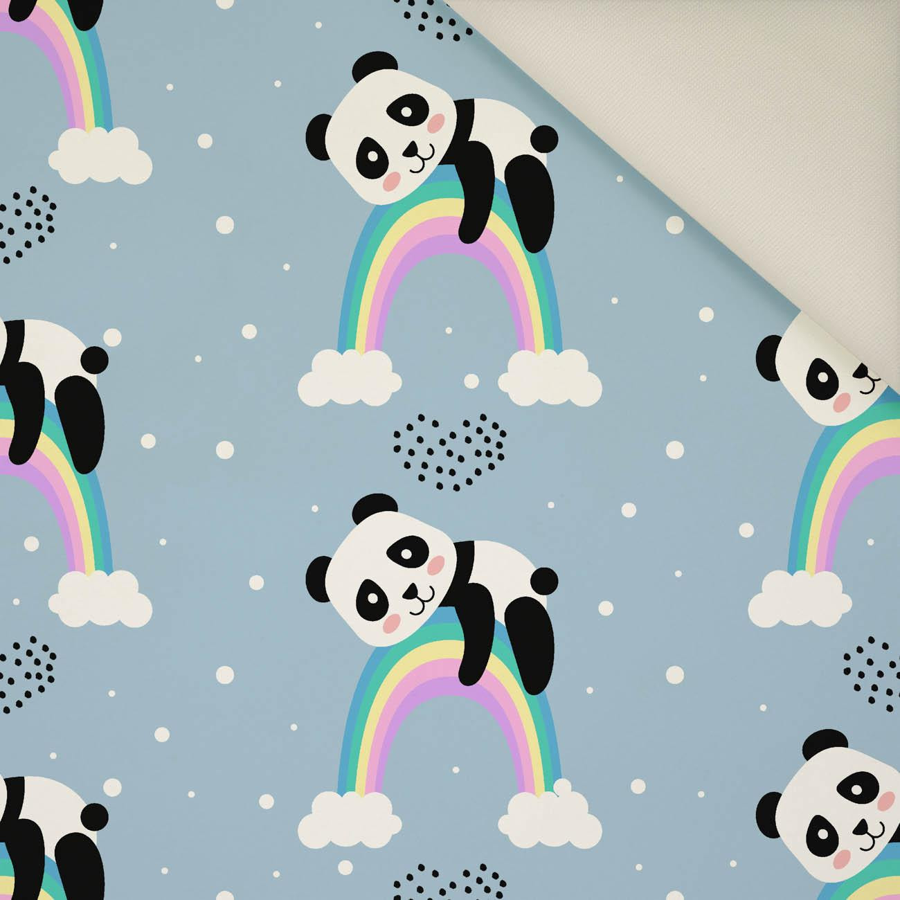 PANDA ON A RAINBOW- Upholstery velour 