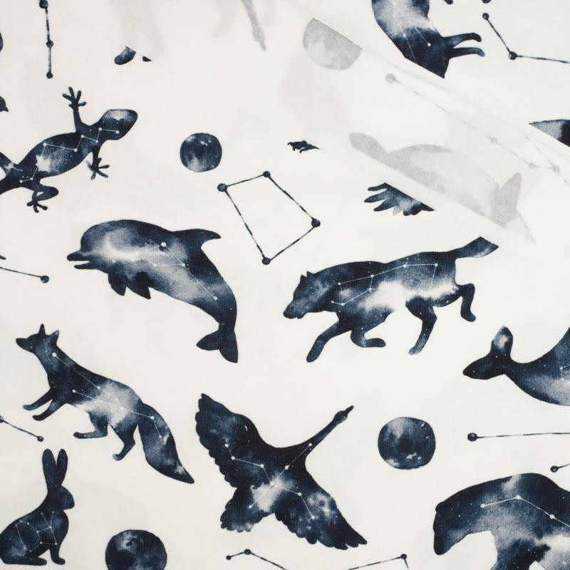 ANIMALS MIX (GALACTIC ANIMALS) / white - single jersey with elastane 