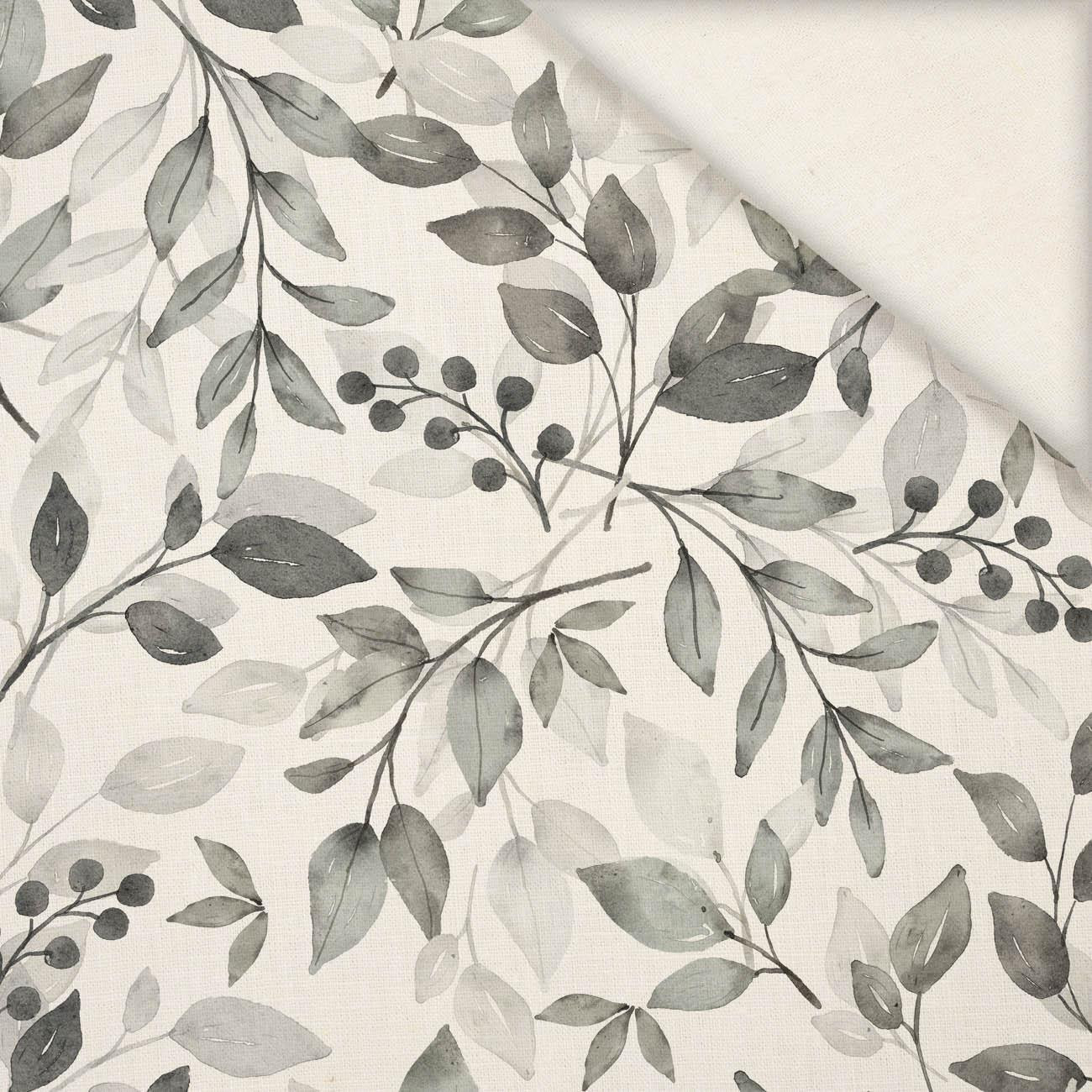 GRAY LEAVES - Linen 100%