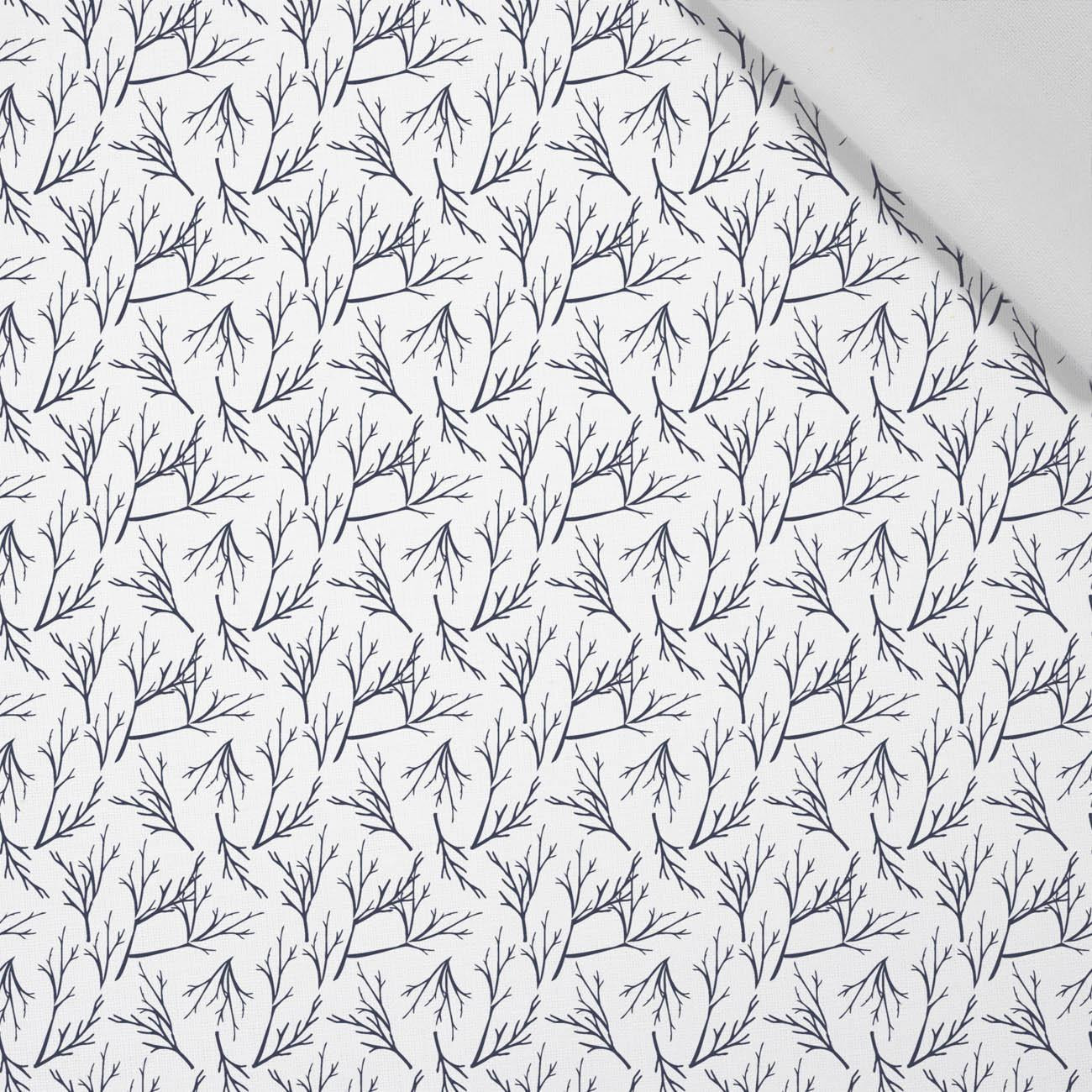 TWIGS pat. 2 (WINTER TIME) / white - Cotton woven fabric
