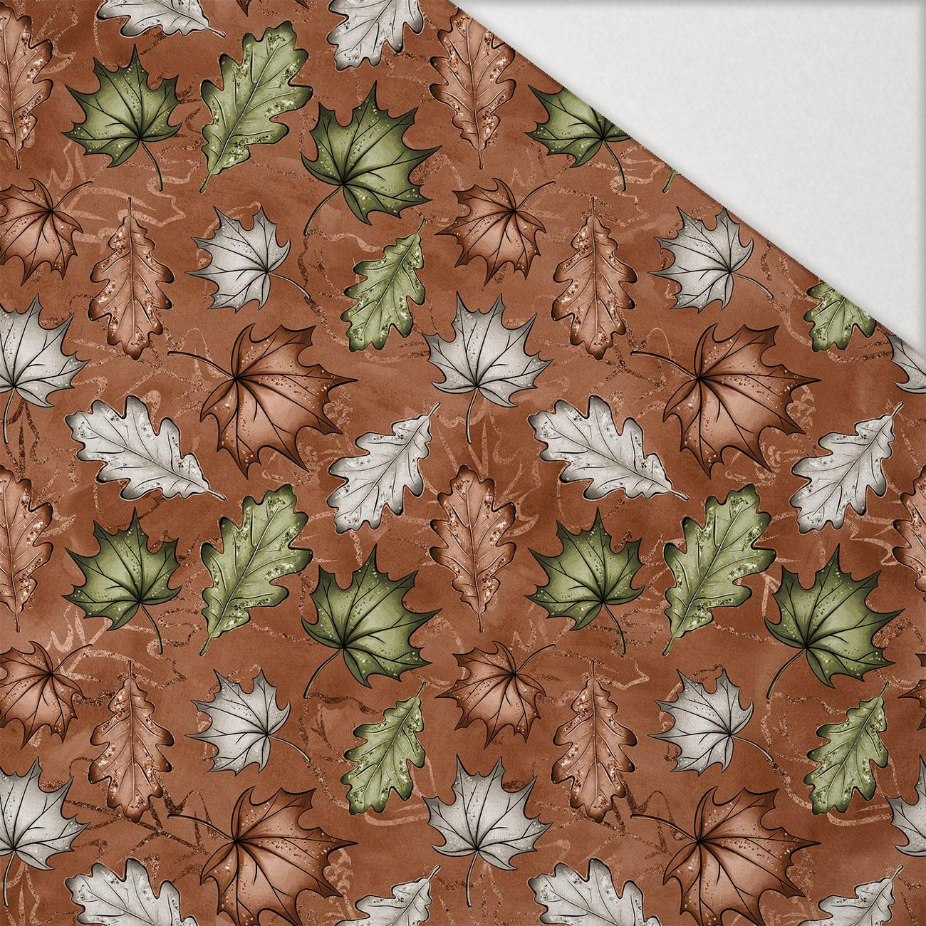 FOREST LEAVES pat. 1 / brown - Hydrophobic brushed knit