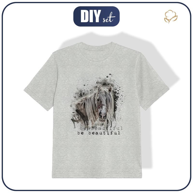 KID’S T-SHIRT- BE BEAUTIFUL (BE YOURSELF) - melange light grey-  single jersey