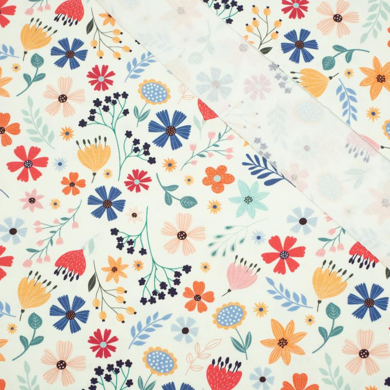 COLORFUL FLOWERS / vanilla - single jersey with elastane TE210