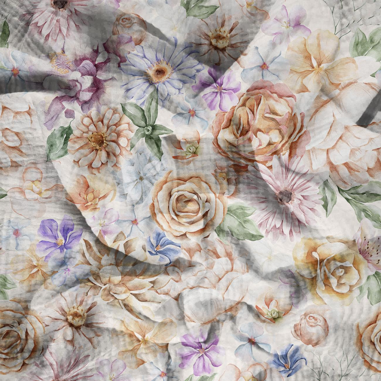 FLOWERS MIX pat. 4 - Cotton muslin
