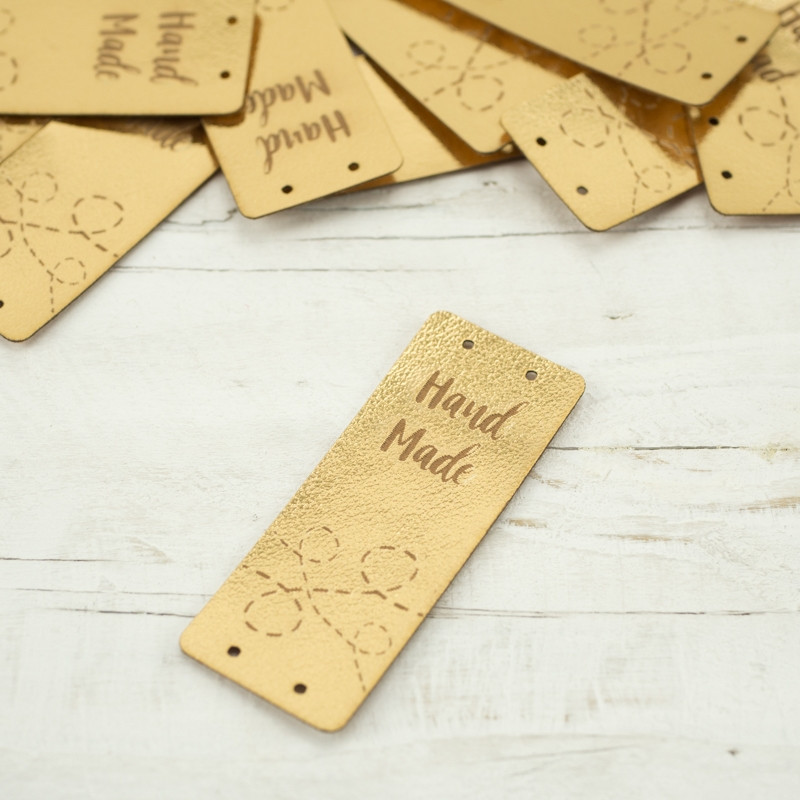 Loop fold label "Hand Made" - Tacking 2 x 5 cm - gold