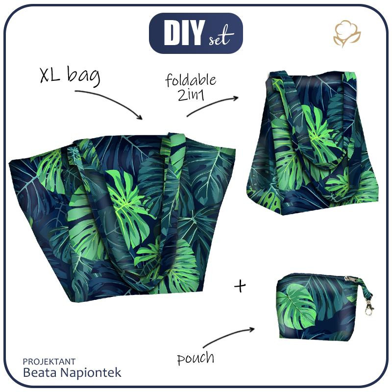 XL bag with in-bag pouch 2 in 1 - MONSTERA 2.0 / navy - sewing set