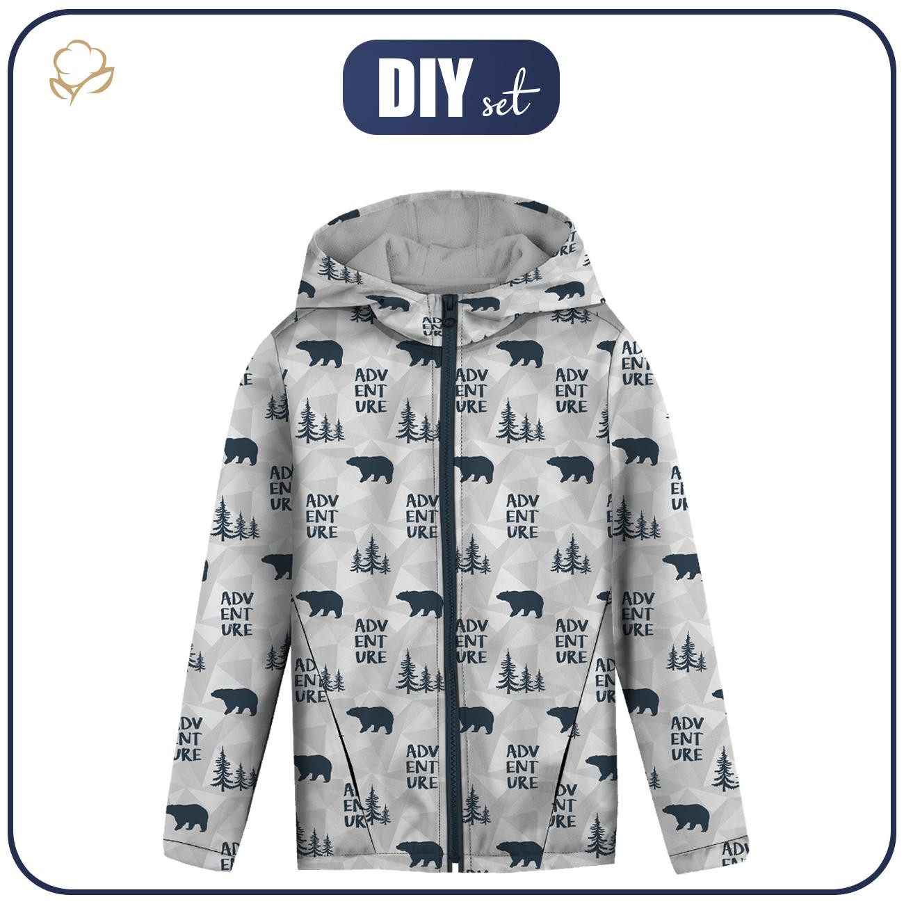 KIDS JACKET TEDDY (ZOE) - BEARS (adventure) / grey - sewing set (134/140)