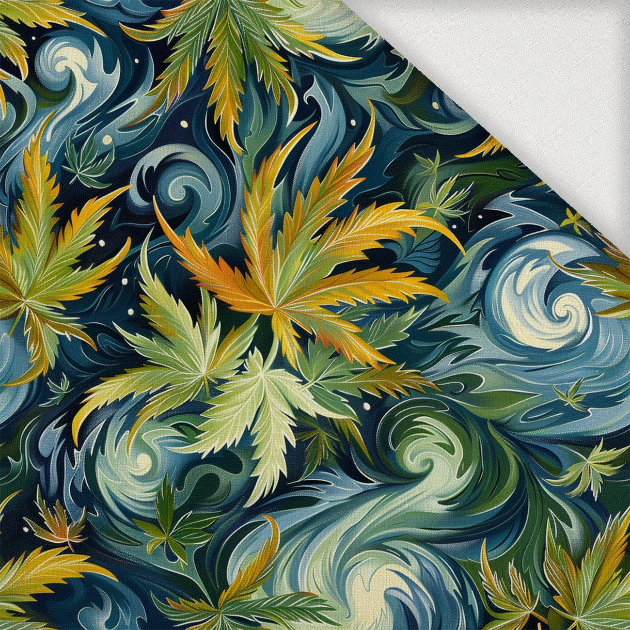 Hemp leaves WZ. 6 - Woven Fabric for tablecloths