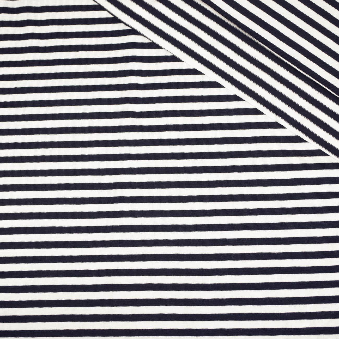 STRIPES DARK BLUE / WHITE 0,5cm x 0,5cm - Viscose jersey