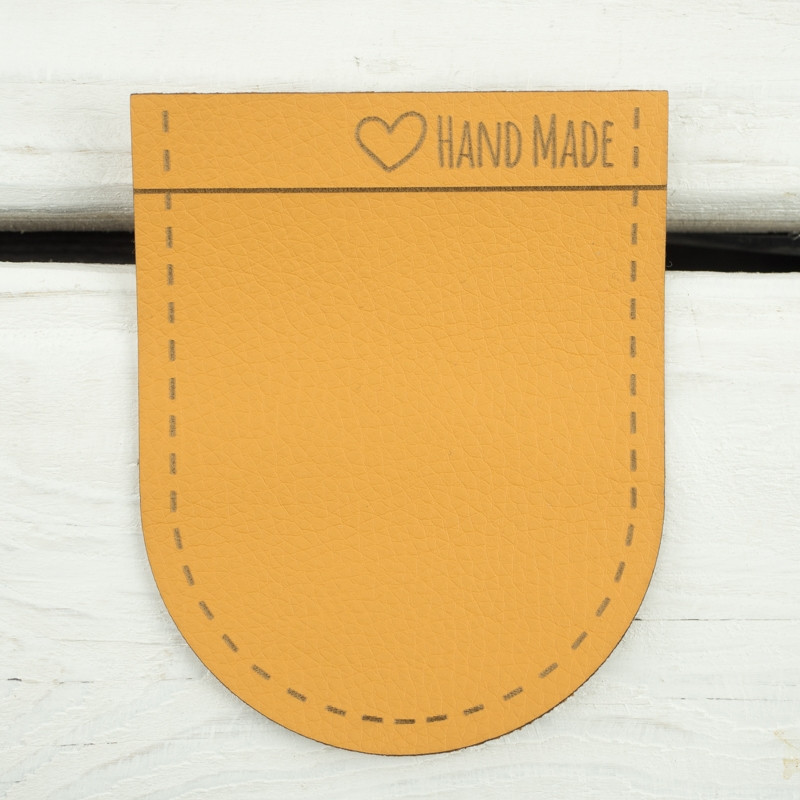 Big pocket from leatherette rounded "Hand Made" -  honey