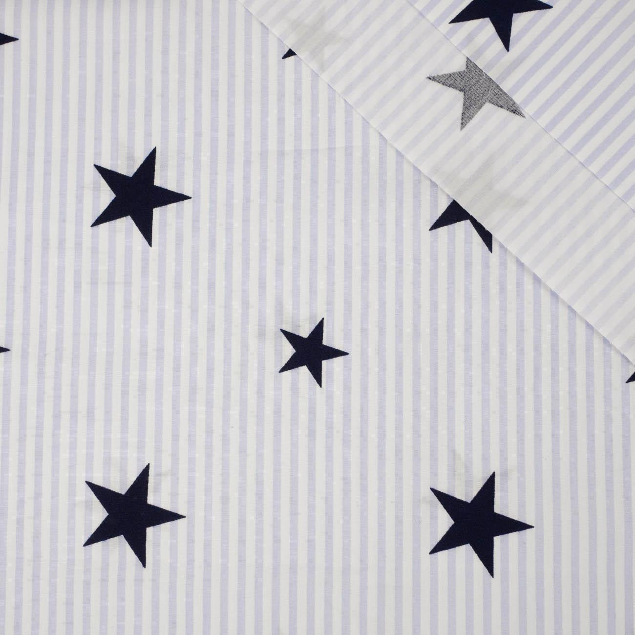 BLACK STARS / LILAC STRIPES - POPLIN 100% cotton 