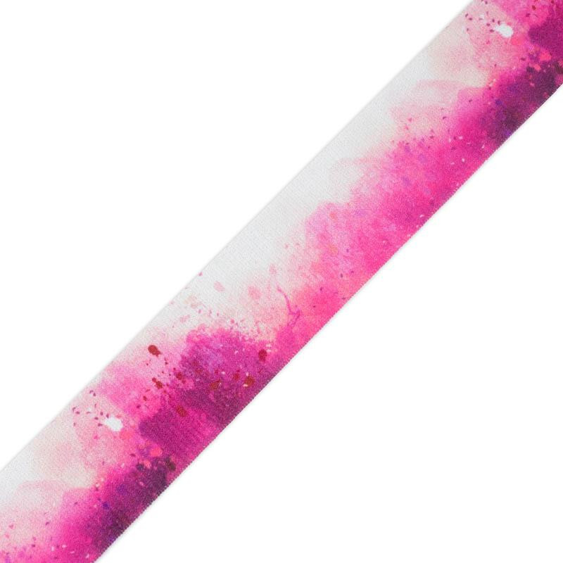 Woven printed elastic band - SPECKS (fuchsia) / Choice of sizes