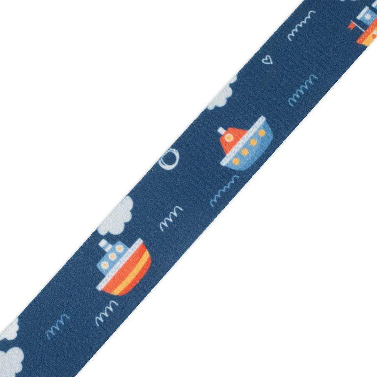 Woven printed elastic band - SHIPS pat. 3 / dark blue (ADVENTURE BEGINS) / Choice of sizes