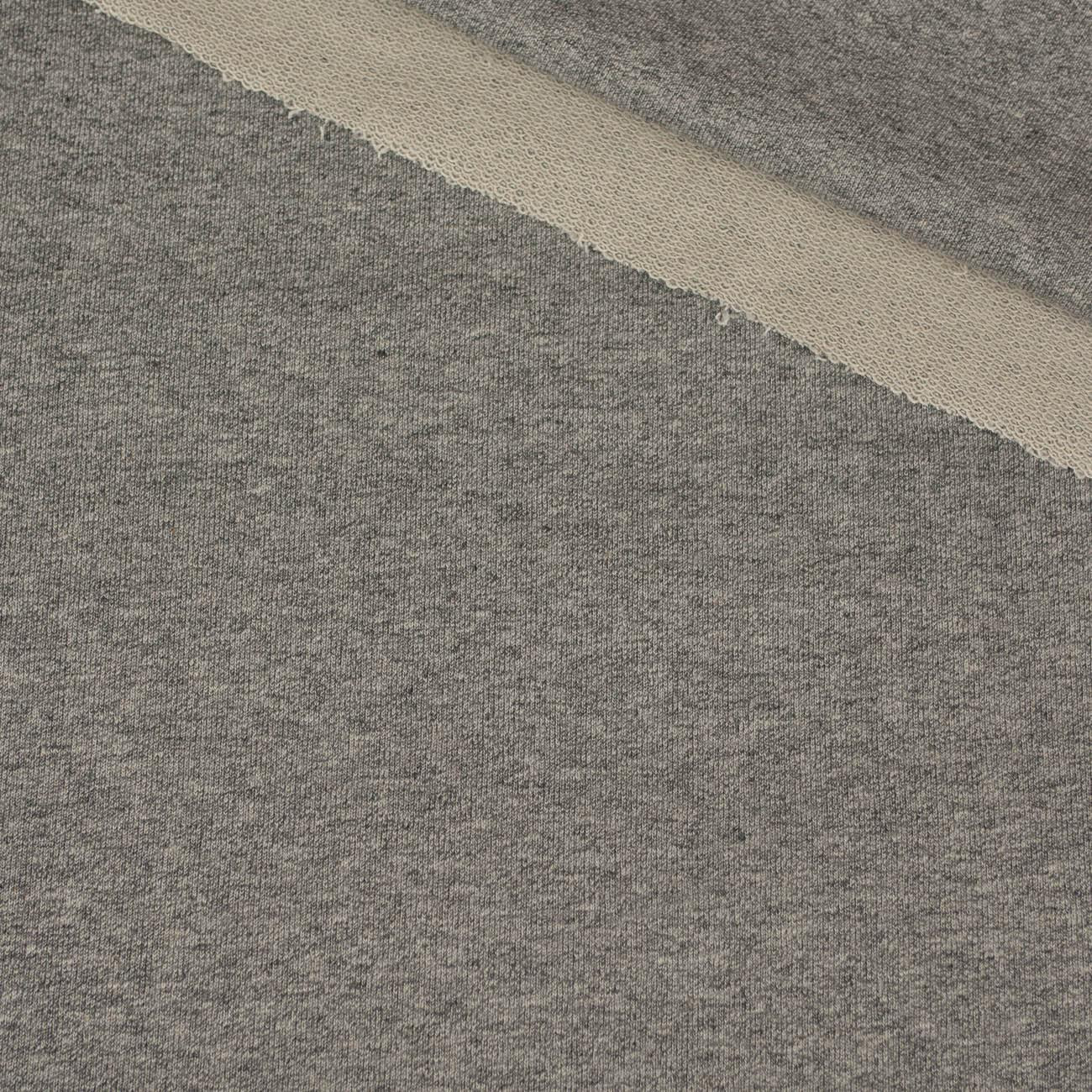 50cm - DARK GRAY MELANGE - Hydrophobic cotton loop knit fabric 300g