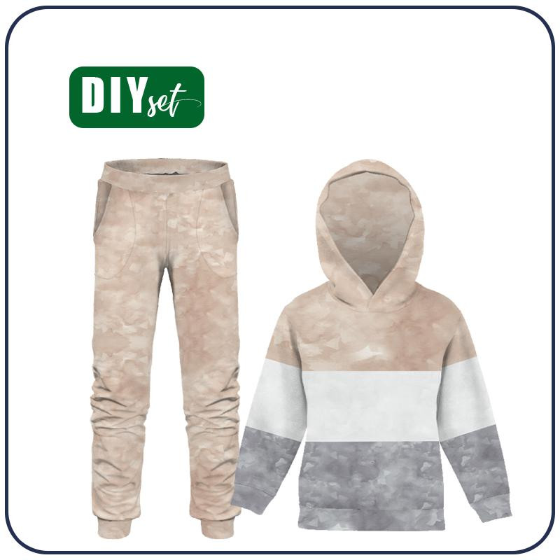 Children's tracksuit (OSLO) - CAMOUFLAGE pat. 2 / STRIPES - looped knit fabric 