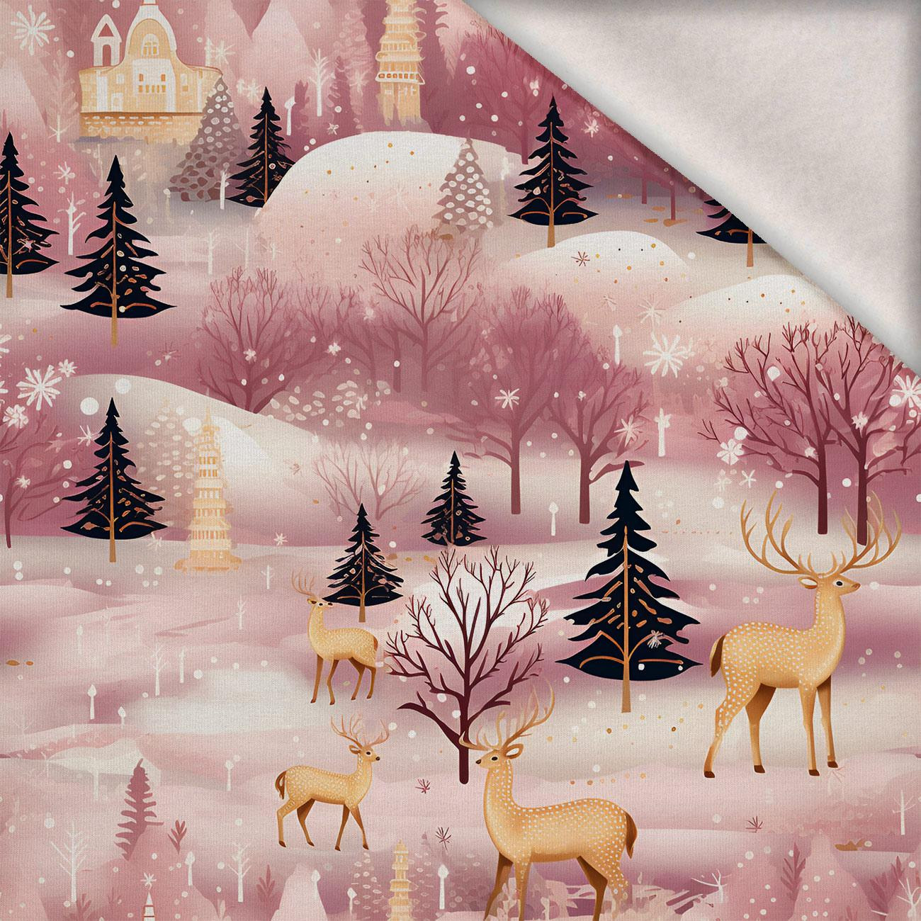 Pink Vintage Christmas wz. 1 - brushed knitwear with elastane ITY