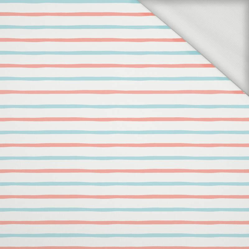 PINK - MINT STRIPES (PASTEL SKY)  - looped knit fabric
