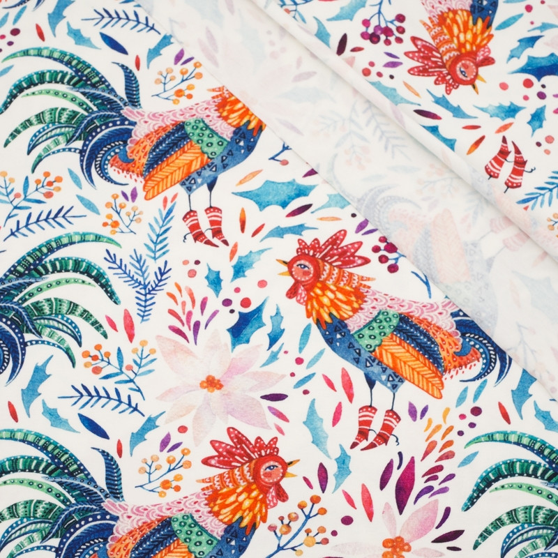 ROOSTERS / white - single jersey with elastane TE210