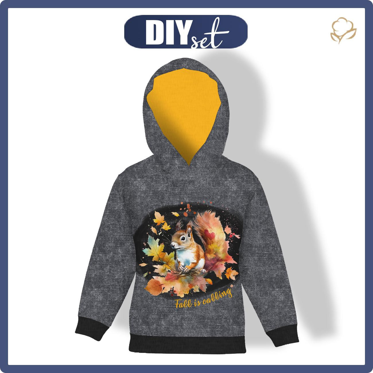 KID'S HOODIE (ALEX) - WATERCOLOR SQUIRREL - sewing set