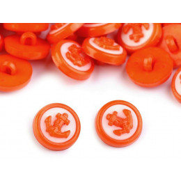 Kids button round Anchor orange