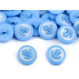 Kids button round Anchor blue