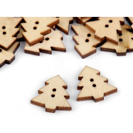 Wooden Decorative Button 22mm - christmas tree