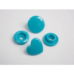 Fasteners KAM hearts 12 mm turquoise 10 sets