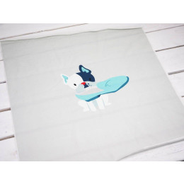 Dog with shoe (J'adore Paris) / aqua - panel single jersey TE210