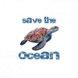 TURTLE (Save the ocean) / white L - panel single jersey TE210