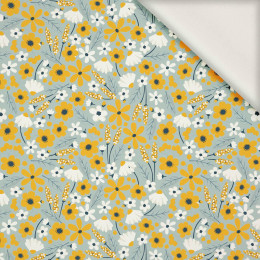 SMALL FLOWERS pat. 2 / light grey - viscose woven fabric