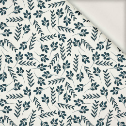 SMALL LEAVES pat. 2 / white - viscose woven fabric