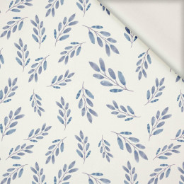 BLUE LEAVES pat. 2 / white - viscose woven fabric