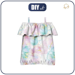 Bardot neckline blouse (SARA) - ALCOHOL PASTEL INK wz.1 - sewing set