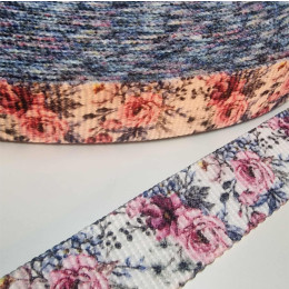 Webbing Tape with Print 25mm -   WATERCOLOR BOUQUET