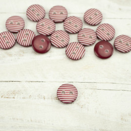 Plastic button with stripes small - maroon