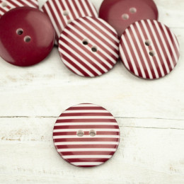 Plastic button with stripes big - maroon