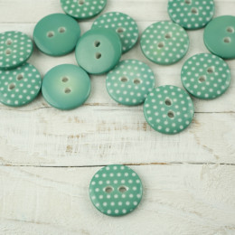 Plastic button with dots middle - modern mint