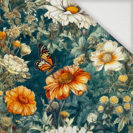 Butterfly & Flowers wz.1 - Woven Fabric for tablecloths