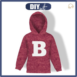 KID'S HOODIE (ALEX) -  "B" / acid wash maroon - looped knit fabric