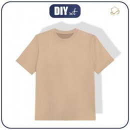 KID’S T-SHIRT (140/146) - HAZELNUT / beige - single jersey 