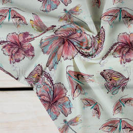 HIBISCUS AND BUTTERFLIES - Crepe